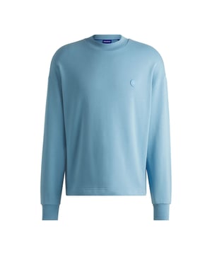 Mens HUGO Ninnyo Cotton-Terry Sweatshirt with Happy HUGO Logo in light - pastel blue.Cut to a straight fit in soft cotton  this HUGO sweatshirt is ideal for everyday layering. Trimmed with a Happy HUGO logo patch.- Regular fit- Neckline: Crew neck- Long sleeves- Ribbed cuffs- Standard length- 100% Cotton.  Machine washable- Ref: 50522371-454
