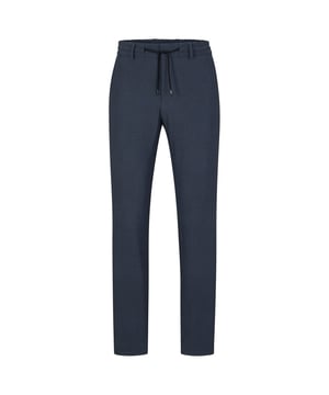 Mens BOSS P-GeniusJ-RDS-WG-233 Performance Micro-Patterned Slim-Fit Trousers in dark blueVersatile trousers by BOSS Menswear  cut to a slim fit in washable performance-stretch jersey with a subtle pattern and a drawstring waist.- Slim fit- Hook and zip closure- Drawstring- Flat front- Pockets bottom front - French pocket- Pockets bottom back - Welt pocket- 74% Polyamide  26% Elastane.  Machine washable.- Ref: 50503207-404