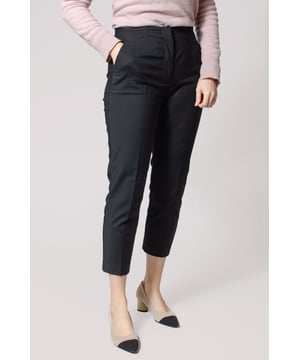 These trousers offer easy wear for smart and casual occasions alike. They have tapered legs with added stretch for comfort and an ankle-grazer length for a contemporary look. The elasticated high waist features double darts for a tailored effect and fastens securely with a hook bar and zip with a concealed button.