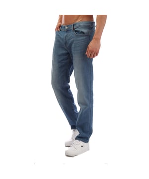 Mens Hugo Boss Delaware BC Slim-Fit Jeans in blue.- Button and zip closure.- 5 pockets design.- Regular rise.- BOSS branding.- Slim fit.- 75% Cotton  17% Polyester  6% Elastomultiester  2% Elastane.- Ref: 50496453433