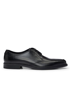 Mens HUGO Kerr Leather Derby Lace-Up Shoes with Embossed Branding in blackSignature Derby shoes crafted in rich leather with embossed logos at the backtab  side panel and tongue by HUGO.- Sole: Other material- Fully lined- Laces- Packaging: Box- Upper material: 100% Cow leather.  Lining: 50% Polyurethane  50% Polyamide.  Sole: 100% Rubber.  Innersole: 50% Polyurethane  50% Polyamide.- Ref: 50517203-001