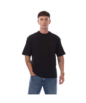 Mens Hugo Boss Nylon Front Crewneck T- Shirt in black.- Ribbed crewneck.- Short sleeves.- Front nylon panel.- Boss square logo on left chest.- Soft and breathable fabric.- Relaxed fit.- 100% Cotton.- Ref: 50531877001