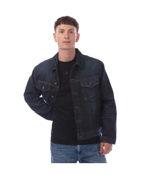 Make a versatile addition to your casual wardrobe with this jacket by HUGO Menswear. Crafted in dark-blue raw denim. Hem adjusters  signature trims. This product’s raw material is derived from regenerative agriculture: an approach focused on preservation and restoration that aims to increase biodiversity  preserve water quality and improve soil health while absorbing CO2. Regenerative agriculture also promotes animal welfare and fair working conditions for farmers.- 80% Cotton  20% Cotton (Recycled).- Ref: 50530639405