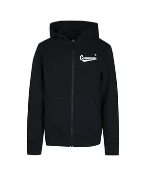 Gevoerde capuchon.Volledige ritssluiting.Zakken aan de voorkant.Geribde manchetten en zoom.Converse-merkopdruk.