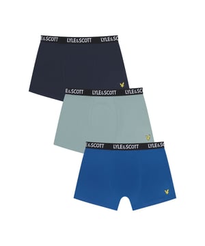 Lyle and Scott 3 Pack of Core Trunks.- Branded elasticated waistband.- Cotton stretch.- 95% Cotton, 5% Elastane. Ref: MARKUS126.