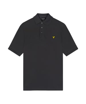 Ribbed polo collar.Three button placket.Short sleeves with ribbed cuffs.Embroidered logo.Regular fit.