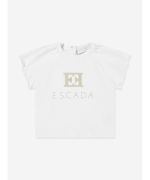 Introducing Escada's Baby Girls Embroidered Logo T-Shirt in pristine white for SS2025. A luxurious staple for the tiny trendsetters wardrobe, splendidly capturing the essence of high-end simplicity. Key features include Exquisite Embroidery Features the iconic Escada logo delicately embroidered, adding a touch of elegance. Luxurious Comfort Crafted from superior soft cotton, ensuring comfort for all-day wear. Versatile Style Perfect for any occasion, from playdates to parties.Elevate your little girl's ensemble with this timeless piece from Escada.