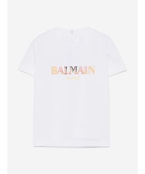 Introducing the Baby Logo T-Shirt in White by Balmain, a chic staple for your little ones SS2025 wardrobe. Heres why it's a must-have Exquisite Design Featuring the iconic Balmain logo, this t-shirt brings high-fashion to toddler wear. Luxurious Comfort Crafted from premium fabrics, ensuring softness and comfort for all-day wear. Versatile Style Perfect for any occasion, from playdates to parties.Elevate your child's style with this designer gem. Order now!