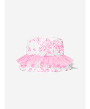 Selini Action weave high quality elements with their unique, colourful abstracts. This girls butterflies bucket hat in pink is the perfect holiday addition. NOTE Exclusive Item Handmade Pink Tulle Detail Butterfly Print