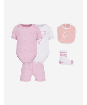 Introducing the exquisite Baby Girls Bodysuit Set in Pink by Guess, a quintessential addition to your little darling's wardrobe for SS2025. Perfectly blending elegance with comfort, here are the splendid features Captivating Pink Hue A soft, charming pink that complements her delightful glow. Luxurious Comfort Crafted from premium fabrics to ensure your angel enjoys supreme softness. Distinguished Design Chic detailing and Guess's signature style make this bodysuit a trendsetter.Revitalize your baby girl's collection with this elegant set. Order now and elevate her style!