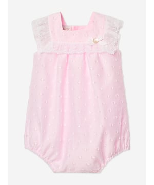Discover the charm of the Paz Rodriguez Baby Girls Lace Trim Romper in Pink, a sublime addition to your little darling's SS2025 wardrobe. Exquisitely crafted in Spain, this romper merges tradition with a splash of contemporary chic. Crafted in Spain Impeccably made with premium materials for comfort and longevity. Delicate Pink Hue A soft, feminine colour perfect for any occasion. Elegant Lace Detailing Adds a touch of sophistication and timeless grace.Transform your baby girl's attire with this enchanting romper by Paz Rodriguez and let her step into SS2025 with style and elegance.