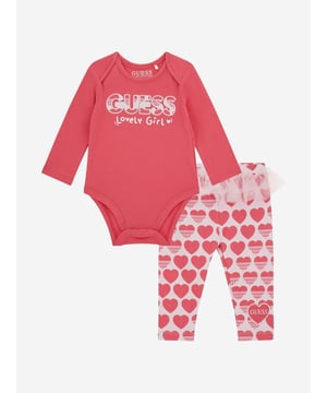 Introducing the exquisite Baby Girls Bodysuit Set in Pink by Guess, an essential addition to your little darling's wardrobe for SS2025. Here's why it's a must-have Enchanting Design Adorned with a chic, lively pattern sure to capture hearts. Luxurious Comfort Crafted from premium, soft fabrics ensuring all-day comfort. Versatile Style Perfect for playdates or picturesque picnics.Elevate her style this season with Guess. Order now for timeless elegance.