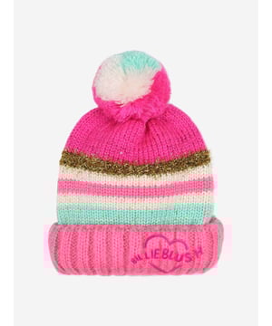 Introducing the Billieblush Girls Striped Sequin Bobble Hat in Pink your new essential for AW2024. Designed to dazzle and crafted for comfort, this hat elevates every young fashionista's cold-weather collection. Radiant Sequin Details Adds a shimmering sparkle that catches the eye. Playful Pink Stripes Vibrant and fun, perfect for brightening up gray winter days. Cosy Knit Fabric Keeps your little one snug and warm. Signature Bobble Feature A delightful touch that brings whimsy to winter wear. Premium Craftsmanship Ensures durability and lasting style.Brighten up her winter wardrobe with this charming and stylish accessory from Billieblush. Order now and embrace the chill with flair!
