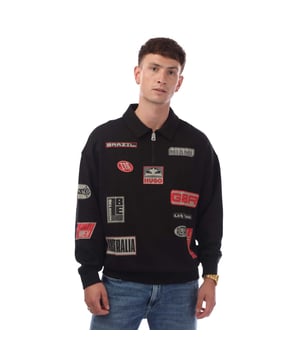 Mens Hugo Boss x Racing Bulls Sweatshirt in black.- Classic collar.- Half zip fastening.- Ribbed cuffs and hem.- Regular fit.- 100% Cotton.- Ref: 50530353001