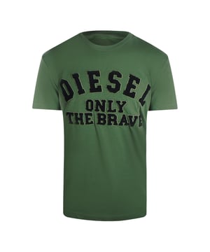 Elevate your casual wardrobe with the Diesel Only The Brave Green T-shirt, crafted from 100% cotton for exceptional comfort and breathability. Its vibrant green hue adds a fresh, bold touch to any outfit, while the high-quality fabric ensures durability and a soft feel against the skin. Perfect for everyday wear, this T-shirt combines style and practicality, making it a versatile addition to your collection. Embrace confidence and comfort with a design that stands out effortlessly