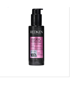 Aceite Ultraligero Redken Naked Gloss – Brillo Efecto Espejo y Protección TérmicaAporta a tu cabello un brillo efecto espejo con el aceite ultra-ligero Naked Gloss. Su fórmula ligera, con ácidos grasos y Omega-9, ayuda a sellar la cutícula para mantener la hidratación, potenciar la suavidad y proteger el color. Consigue hasta un 130% más de brillo* desde el primer uso, controla el encrespamiento hasta 72 horas y protege tu cabello del calor hasta 230 °C.&nbsp,Fragancia con notas de frutos rojos, jazmín y vainilla. Ideal para todo tipo de cabello, teñido o natural, sin aportar peso ni residuos.*Test instrumental.