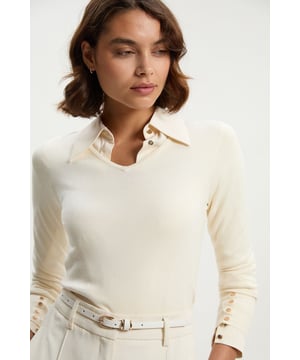 Viscose Blend Knitted V Neck Jumper
