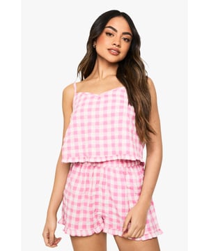 Take nights in up a notch with our silky soft sleepwearYou'll be saying no to nights out when you see our snuggle-worthy sleepwear and luxe loungewear. Cosy up in a co-ordinating pyjama set, drift off in a night dress or go for slumber party success in a statement onesie. Catch your beauty sleep in the best basics from boohoo.