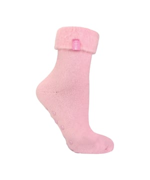 THMO Ladies Thermal Turnover Bed Socks: Embrace the cosy comfort of our THMO Bed Socks, your perfect pair for those chilly winter days and nights. As the temperature drops, it's essential to keep yourself warm while also saving on heating bills. Treat yourself to the ultimate warmth without compromising your budget. Crafted using a specially selected heavy bulk acrylic yarn, these socks possess exceptional thermal qualities that will keep your feet cosy even in the coldest of winters. To enhance their insulating properties, the socks have been double brushed on the inside, creating a plush and velvety texture that maximises warmth and provides softness against your skin. By effectively trapping warm air and enveloping your feet in comfort, these bed socks are the perfect choice for those moments of indoor relaxation and tranquillity. . An innovative anti-slip grip has been designed onto the foot of the sock in order to prevent you from slipping on surfaces such as hard wooden floors or kitchen tiles. . These THMO thermal bed socks are available in 3 colours: Purple, Pink & Blue, with dotted grippers. They are available in one size Ladies 4-8 UK. They are made from 93% Acrylic, 6% Polyamide & 1% Elastane. They are also safely machine washable. Extra Product Details: THMO Slipper Bed Socks Double Brushed Inner Thick & Warm Hand Linked Toe Turnover Top 3 Colour Options