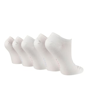Wildfeet - Paquete de 5 pares de calcetines bajos de bambú para mujeres: Geniales en apariencia y al usarlos, ofreciendo un toque de color y diseño con cada par, estos cinco pares de calcetines de bambú con patrón de Wildfeet son diseños divertidos y alegres para todos tus zapatos casuales y zapatillas. Hechos de una mezcla de fibra de bambú súper suave, puedes estar seguro de que estos calcetines bajos para mujeres se sienten genial al contacto con la piel, además de ser amables, ya que el bambú no irrita ningún tipo de piel. Los calcetines de bambú son ideales para la comodidad del pie, gracias a la superior capacidad de absorción de humedad de la fibra, su termorregulación natural y propiedades antibacterianas. Tus calcetines también deberían durar más con talones y puntas reforzados, son lo suficientemente resistentes para lo que se espera de ellos a diario. Wild Feet es una gama de calcetines que presenta diseños geniales, colores audaces y frases ingeniosas - ¡desde perros de raza pug y pingüinos, hasta leones y llamas! Elige entre una variedad de estilos para hombres y mujeres, desde calcetines de vestir hasta calcetines para entrenar. ¡Incluso hay algunos estilos deportivos disponibles! Estos calcetines están disponibles en negro o blanco. Vienen en una talla: Mujeres 4-8 UK, están hechos de 67% viscosa (de bambú), 31% poliéster, 2% elastano y son aptos para lavar a máquina. Detalles adicionales del producto: Calcetines bajos para mujeres Wildfeet Estilo bajo Ricos en fibras de bambú 5 pares por paquete Geniales para pieles sensibles Una gran idea de regalo Patrones originales en los pies Disponibles en negro o blanco Transpiran la humedad.