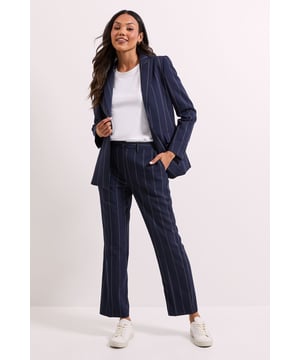 Stylish ankle grazer length for a contemporary silhouette
        Elegant pinstripe pattern adds a sophisticated touch to your wardrobe
        Regular fit design ensures all-day comfort and ease of movement
        Practical side pockets for convenient storage of small essentials
        Versatile woven fabric with slight stretch for comfortable wear
    
    These Check Ankle Grazer Trousers from Dorothy Perkins offer the perfect balance of style and practicality for your everyday wardrobe. The classic pinstripe pattern presents a refined look that can be dressed up or down with ease. Pair with a crisp white t-shirt and blazer as shown for a smart casual brunch ensemble, or team with a lightweight jumper and trainers for weekend family gatherings. The ankle grazer length works brilliantly with both flats and low heels, making these trousers incredibly versatile for various daywear occasions. The regular fit provides a flattering silhouette without restricting movement, ideal for busy days out shopping or casual coffee dates with friends. These trousers can easily transition from a relaxed day look to an evening meal with a simple change of accessories - a true wardrobe staple for the modern woman who values both style and comfort.