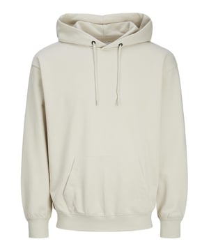 The Jack & Jones Men's Hoodie Sweatshirt is an essential piece for everyday style and casual comfort.  This basic hooded sweatshirt has a loose fit that's ideal for layering and is made of a soft, breathable cotton mix.  For added convenience and warmth, the timeless style includes a kangaroo pocket, ribbed cuffs and hem, and a drawstring hood.  This hoodie is comfortable and flexible whether you're wearing it for a walk, relaxing around the house, or wearing it for a streetwear look.