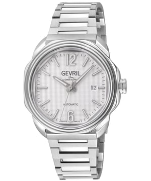 Gevril Men's Roosevelt SS 316L Case w/Bezel Ring, White Checker Pattern Dial, 316L Stainless Steel Bracelet.