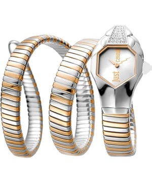 SKU: JC1L222M0075 Brand Name: Just Cavalli Collection: Signature Snake Band Band Color: Silver Tone Band Material: Stainless Steel Band Type: Bracelet Band Length: 20 inches Band Width: 12 mm Clasp: Deployment Clasp Case Case Width: 23 mm Crystal: Mineral Crystal Material: Stainless Steel Shape: Round Water Resistance: 30 m (100 feet)