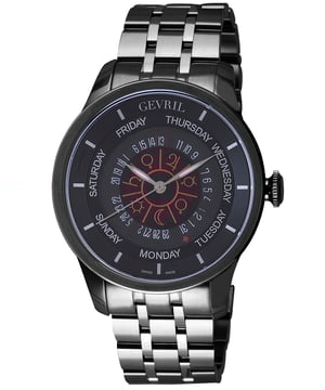 Gevril Men's Columbus Circle Black Dial Stainless Steel Watch