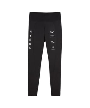 Engineered for peak performance and precision movement, the Puma x HYROX Sculpt Women’s 7/8 Leggings fuse sculpting support with HYROX-level training readiness. Designed specifically for hybrid athletes who demand both functionality and sleek aesthetics, these leggings deliver a compressive, body-contouring fit that moves with you — from high-intensity workouts to post-race recovery.
Key Features
HYROX Collaboration

Co-created with the global fitness race brand HYROX, these leggings are purpose-built for serious cross-training and endurance sessions.

Sculpting Compression Fit

High-stretch performance fabric hugs the body with light compression, providing support, shape, and a second-skin feel.

7/8 Length

Cropped just above the ankle, offering versatile coverage and a flattering silhouette ideal for any training environment.

High-Rise Waistband

Provides a secure, stay-put fit that supports your core through every rep, jump, and sprint.

Moisture-Wicking dryCELL Technology

Wicks sweat away from the skin to keep you cool, dry, and focused during high-output workouts.

Matte Black Finish with Bold Co-Branding

Minimalist yet powerful aesthetic featuring HYROX and Puma logos, giving you elite-level style that matches your training mindset.

Flatlock Stitching for Comfort

Reduces chafing and irritation, even during long sessions or endurance races.

Squat-Proof &amp; Non-Sheer

Designed for total confidence in motion, with opacity that holds up under pressure.
