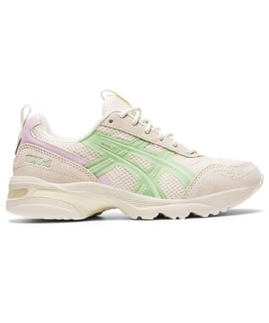 A fashionable nod to early-2000s running culture, the Gel‑1090 V2 returns with updated materials and refined styling. These cream-toned trainers offer comfort, durability, and vintage flair—perfect for everyday wear.
Key Features:
Classic GEL™ Cushioning

Positioned in the rearfoot, ASICS’ signature GEL™ technology delivers plush shock absorption for smooth strides .

Heritage-Inspired Upper

Breathable mesh underlays sit beneath suede and synthetic leather overlays, giving a layered, retro sportswear aesthetic .

Stylish Design Accents

Midsole features sweeping lines reminiscent of waving checkered flags; heel pull‑tabs add function and flair in true OG style .

SportStyle Comfort

Lightweight comfort instructions ensure a soft, wearable feel—great for commuting, light walking, or casual outings .

Built to Last

Durable rubber outsole grips well across surfaces; sturdy upper materials resist wear and tear.