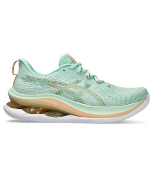 Step into next-level comfort with the ASICS Gel-Kinsei Max in a refreshing mint colorway. Designed for neutral runners, this highly cushioned shoe combines heritage-inspired design with cutting-edge technology to deliver a smooth, responsive ride for everyday running or all-day wear.
Key Features:
FF BLAST™ PLUS ECO &amp; FF BLAST™ Cushioning: 

Dual layers of lightweight foam provide ultra-soft landings and energetic rebound. Partially made with bio-based materials for a lower environmental impact.

Hybrid GEL™ Technology: 

A combination of traditional GEL™ and foam in the heel delivers enhanced shock absorption with a lighter feel.

TPU Propulsion Plate: 

Adds stability and responsiveness by promoting smoother toe-offs and efficient transitions.

Engineered Mesh Upper: 

Breathable and supportive upper made from at least 20% recycled materials, offering a secure fit with eco-friendly construction.

OrthoLite™ Sockliner: 

Delivers step-in comfort and moisture management, ideal for long wear.

AHARPLUS™ Heel Plug: 

Durable rubber compound in the outsole ensures long-lasting traction and grip.

Reflective Details: 

Strategically placed accents enhance visibility in low-light conditions.