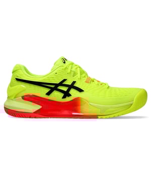 Serve up power and precision with the ASICS Gel-Resolution 9 Paris in a bold yellow colorway. Engineered for aggressive court players, these tennis shoes combine outstanding stability, durability, and comfort to help you dominate every match.
Key Features:
FLYTEFOAM™ Midsole: 

Lightweight cushioning technology provides responsive support and reduces fatigue during long rallies.

GEL™ Cushioning System: 

Placed in the heel and forefoot to absorb shock and protect your joints during quick stops and explosive movements.

Trusstic System Technology: 

Enhances midfoot structural integrity for improved stability and smooth transitions on the court.

AHARPLUS™ Outsole: 

High-abrasion rubber outsole offers exceptional durability and traction on hard court surfaces.

DuoSole™ Technology: 

Improves flexibility and grip, allowing for rapid lateral movements and quick direction changes.

Breathable Mesh Upper: 

Lightweight and ventilated to keep your feet cool and comfortable during intense play.

Paris-Inspired Design: 

Vibrant yellow colorway inspired by the City of Light adds style and flair to your game.