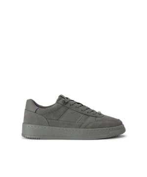 This Jude Sneaker is crafted from a grey micro suede with perforation for breathability. The front laces up with a grey branded tab.
