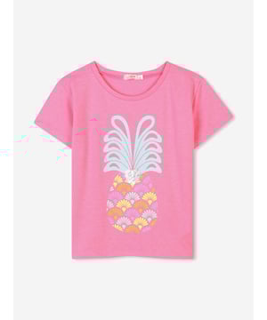 Dress her days in whimsy with the Billieblush Girls Pineapple T-Shirt in Pink, a radiant addition for SS2025. Here's why it's the treasure of the season Charming Pink Hue Drenched in a delightful pink that captures the essence of youth and joy. Playful Pineapple Motif A vibrant and cheerful pineapple design sets this t-shirt apart, ensuring your little one is the trendsetter in any gathering. Luxury Comfort Crafted from premium materials that promise softness and comfort, ideal for her daily escapades. Versatile Styling Perfectly pairs with skirts or trousers, making it a versatile staple in her wardrobe.A must-have for the discerning young fashionistaorder now and watch her flourish in style!