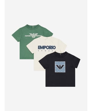 Introducing the exquisite Baby Boys T-Shirt Set 3 Pack in Navy by Emporio Armani, the pinnacle of style for SS2025. Crafted with discerning attention to detail, this set is an essential addition to any young gentleman's wardrobe. Key features include Classic Navy Hue Elegant and timeless, perfect for versatile styling. Signature Armani Charm Each T-shirt bears the iconic Armani logo, reflecting high-end fashion prestige. Premium Fabric Constructed with soft, breathable cotton to ensure comfort for all-day wear.Enhance your little one's ensemble with a touch of luxury. Order now and redefine boyish charm with Emporio Armani.