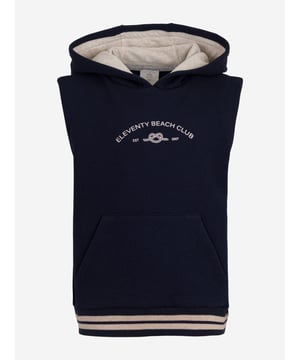 Introducing the Boys Sleeveless Beach Club Hoodie in Navy from Eleventy, a quintessential addition for every discerning young gentlemans wardrobe for SS2025. Elegantly crafted, this chic piece harmoniously blends style with comfort. Here are its exquisite features Luxurious Touch Crafted with premium fabrics for unrivalled comfort style. Nautical Navy Hue Perfect for versatile beach club outings or casual play-dates. Effortlessly Stylish Sleeveless design paired with a snug hood, setting the trend for SS2025. Revitalise his wardrobe with this striking Eleventy masterpiece a blend of sophistication and playfulness.