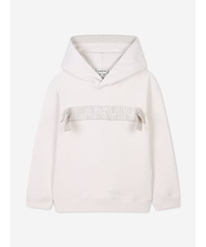 Lanvin project classic beauty and refined innovation into their meticulously crafted designs. Engineered in organic cotton French terry. It features the iconic Lanvin logo embroidered on a curb braid patch and a Lanvin logo rubber label on the hood top. Mini Me Green Around Hood Lined With Curb Braid Detail 100 Cotton