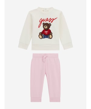 Introducing the illustrious Baby Boys Teddy Bear Tracksuit in Ivory by Guessessential finery for your lad's wardrobe SS2025. This piece blends luxury with playfulness, ideal for his daily jaunts Exquisite Ivory Hue Radiates class and purity, perfect for all occasions. Enchanting Teddy Bear Motif Adds a whimsical charm, making it both chic and delightful. Supreme Comfort Crafted from premium fabrics ensuring softness and comfort for your boy's active hours.Embrace sophistication style with this exclusive ensemble! Invest now in timeless elegance for your little gentleman.