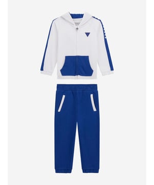 Introducing the Boys Active Tracksuit in White by Guess, a quintessential addition to your young gent's wardrobe for SS2025. Crafted with precision, it offers both elegance and practicality. Heres what makes it exceptional Impeccable Style Designed in pristine white, it epitomizes chic sportiness. Comfort Blend Fashioned from premium fabrics, it ensures all-day wearability and ease. Versatile Ideal for sports or casual outings, adapting effortlessly to various occasions.Elevate his style with this sophisticated tracksuit. Shop now!
