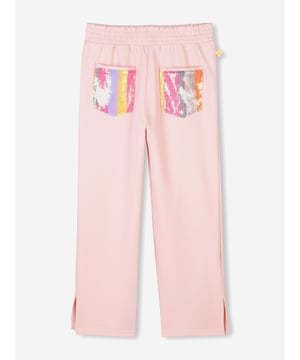 Billieblush incorporate high quality detailing and an advanced outlook on contemporary designs. These girls pale pink joggers are woven in brushed cotton with sequin pockets. Elasticated Waist Side Slits At Bottom 100 Cotton