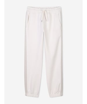 Lanvin project classic beauty and refined innovation into their meticulously crafted designs. Engineered in organic cotton French terry. They feature curb braids on the leg sides, an elasticated waist with lace, and tone on tone Lanvin logo embroidery at the front. Complete with a Lanvin Logo rubber label at the back above a piped pocket. Straight Hem 100 Cotton