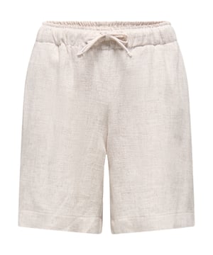 Deze bermuda zal je overtuigen met zijn casual maar stijlvolle look. De normale pasvorm zorgt voor veel comfort op warme dagen. Je kunt de short op maat maken dankzij de verstelbare tailleband met trekkoord. Het geweven label aan de binnenkant benadrukt de hoogwaardige afwerking. De omgeslagen zoom geeft het ontwerp een moderne en ontspannen touch. De wijde pijp biedt je maximale bewegingsvrijheid. Deze shorts zijn gemaakt van een lichtgewicht linnenmix en zijn bijzonder comfortabel om te dragen. Ze zijn perfect voor zomerse outfits en kunnen op verschillende manieren worden gecombineerd. Een tijdloze basic voor actieve meisjes.