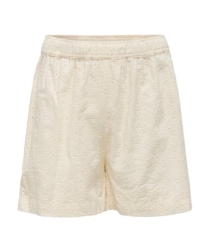 Diese Shorts überzeugen mit einem zarten, bestickten Lochmuster und einem femininen Look. Die normale Passform sorgt für bequemen Sitz und hohen Tragekomfort. Ein dehnbarer Bund und die verstellbare Bundweite mittels Knopflochgummi garantieren eine individuelle Anpassung. Das gewebte Label innen steht für sorgfältige Verarbeitung. Der Umschlagsaum verleiht den Shorts einen modernen Touch. Das weite Bein bietet optimale Bewegungsfreiheit und macht sie perfekt für aktive Tage. Leicht und luftig sind sie ideal für warme Sommertage. Kombiniere sie mit T-Shirts oder Tops für einen süßen Alltagslook. Das verspielte Design macht die Shorts zu einem echten Hingucker. Ein Must-have für stylische Mädchen.
