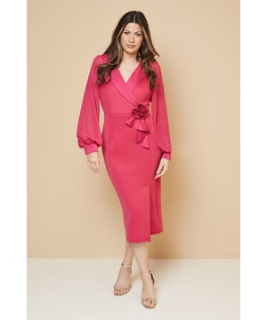 Occasion Scuba Corsage Midi Dress