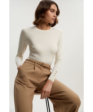 Viscose Blend Knitted Crew Neck Jumper