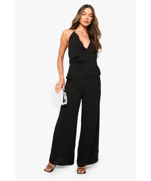 Chiffon Wrap Top & Wide Leg Trouser Co-ord