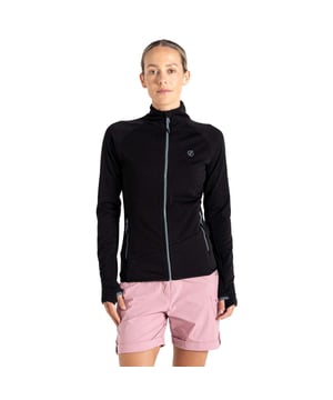 The Dare 2b Emerging Core Stretch. Designed for active women, this performance jacket combines warm-backed stretch fabric with textured Ilus Stretch panels, ensuring flexibility and warmth for outdoor adventures. The high neck offers a secure, athletic fit, while thumb loops at the cuffs keep everything in place as you move. Stay fresh with the chemical-free anti-bacterial odour control treatment, and protected with UV Shielding (UPF 50+). Functional zipped pockets secure your essentials, making this jacket ideal for athletes who need reliable, high-performance gear.