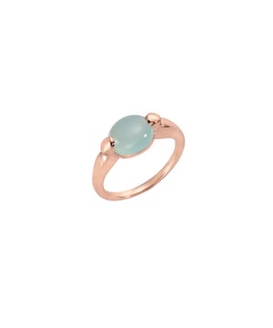 Silberschmuck mit echten Farbsteinen, große Auswahl im Shop  Jamelli - Damen-Ring aus 925 Sterling Silber rosé-vergoldet mit natürlichem Paraiba Chalcedon 10x8mm