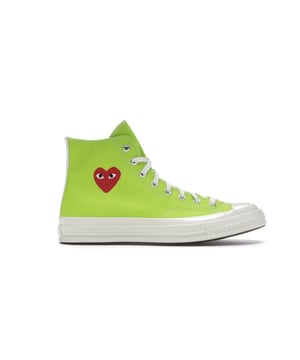 • Brand Converse
  • Material Upper: Canvas
Sole: Rubber
  • Design This edition retains the classic Chuck Taylor silhouette but injects it with bold color and graphic identity. The unmistakable heart-with-eyes logo peers from the canvas, giving the shoe instant personality and high-fashion appeal.
  • Colour Green
  • Style Premium heavy-grade cotton canvas for structure and breathability